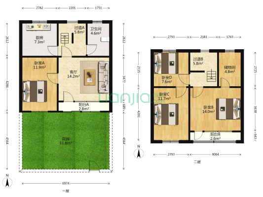 考院村 4室1厅1卫 126平方