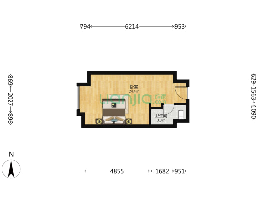 融创玖棠府公寓 1室0厅1卫 45平方