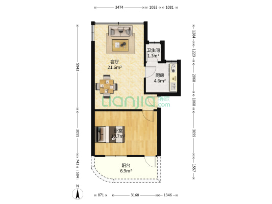 同宝路电线厂宿舍 1室1厅1卫 52平方