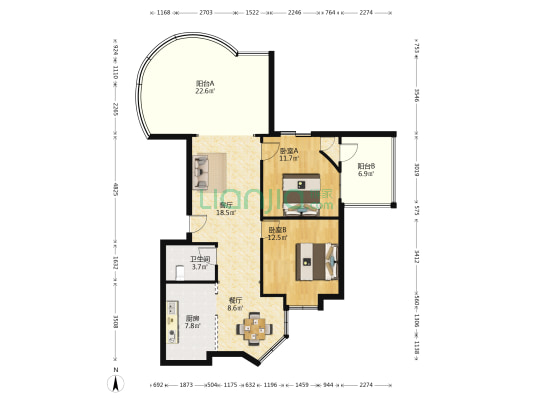 槐树街30号 2室2厅1卫 83平方