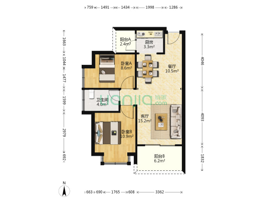 南贸花园 2室2厅1卫 72平方