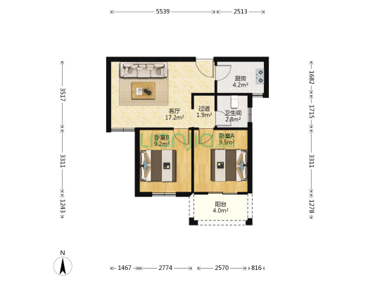 荣城花园北苑 2室1厅1卫 65平方