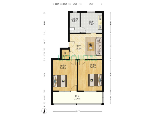 人民西路 2室1厅1卫 79平方