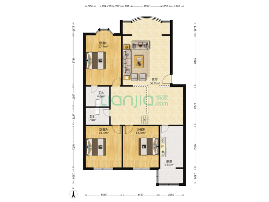 府河公寓 3室1厅2卫 139平方