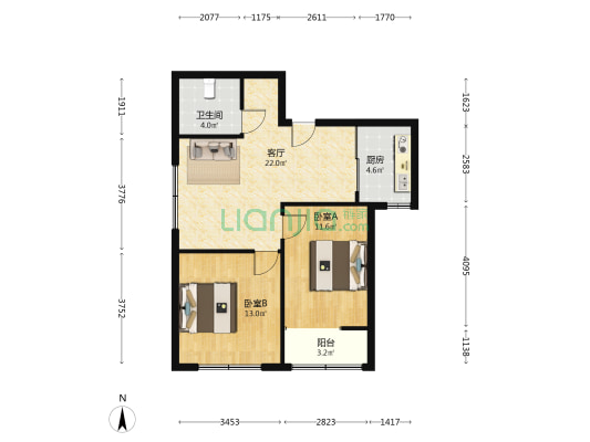 金悦小区 2室1厅1卫 81平方