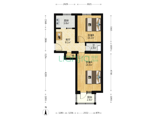 高碑店村5号院 2室1厅1卫 54平方