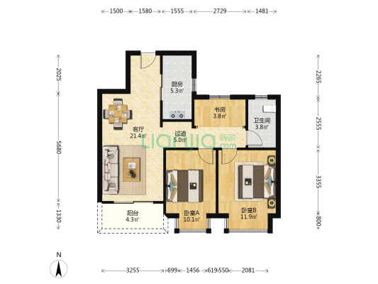 融创运河映 3室1厅1卫 89平方