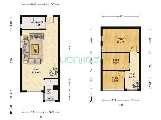 红城（柏丽花园） 3室1厅1卫 63平方