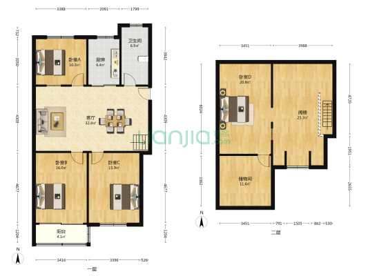 东华花苑 4室1厅1卫 110平方