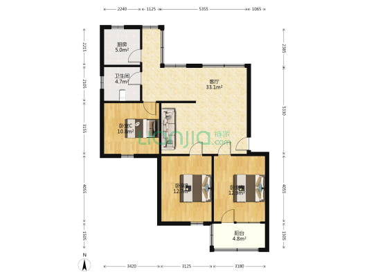 沙河街28号 3室1厅1卫 94平方