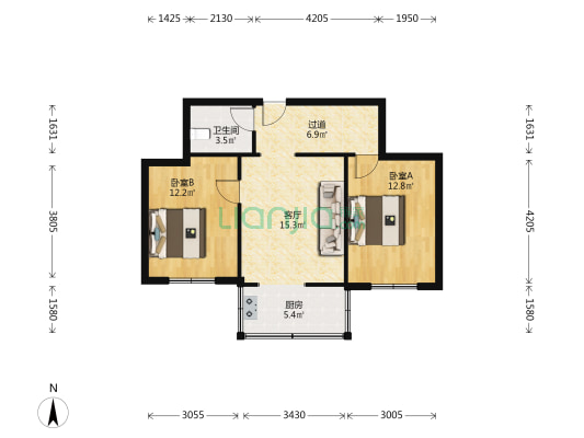 乳品厂宿舍 2室1厅1卫 73平方