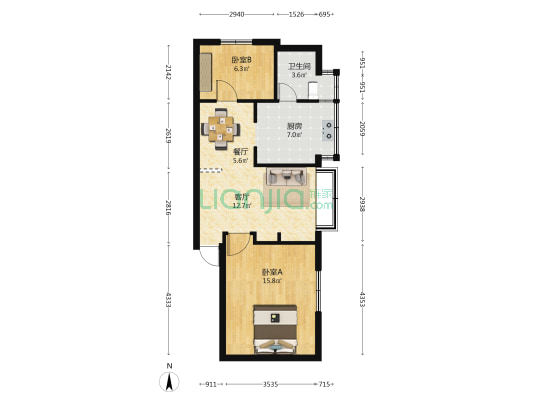 福新路203号 2室2厅1卫 75平方