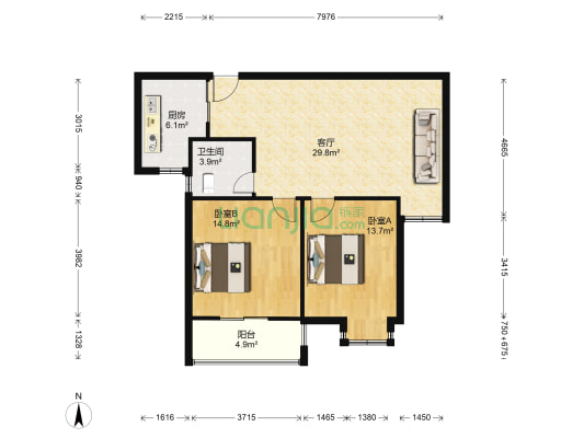 婺江家园二园 2室1厅1卫 93平方