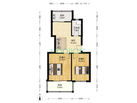 江苏农科院住宅小区 2室1厅1卫 57平方