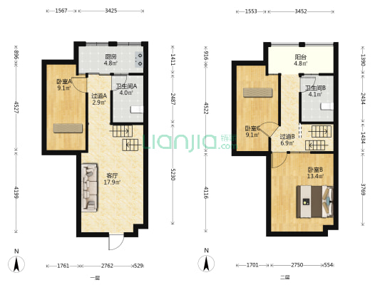 万华1号 3室1厅2卫 59平方