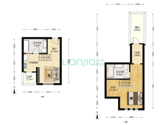 幸福温泉小镇 1室1厅2卫 57平方