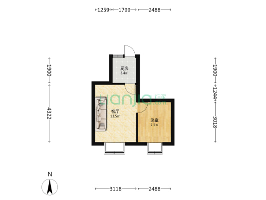 农林路46号院 1室1厅0卫 31平方