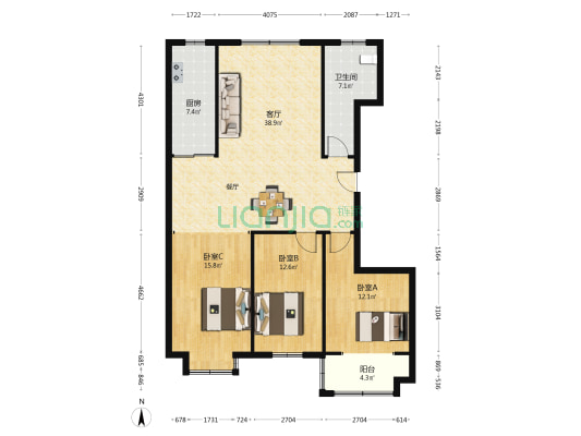 高创·寨子社区 3室1厅1卫 131平方