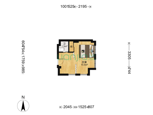 城市金领 1室0厅1卫 30平方