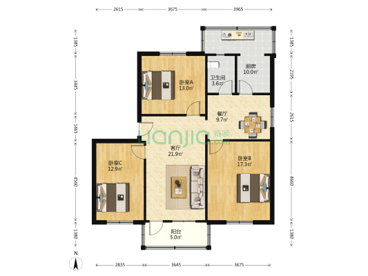 小赵砦路生活区 3室2厅1卫 110平方