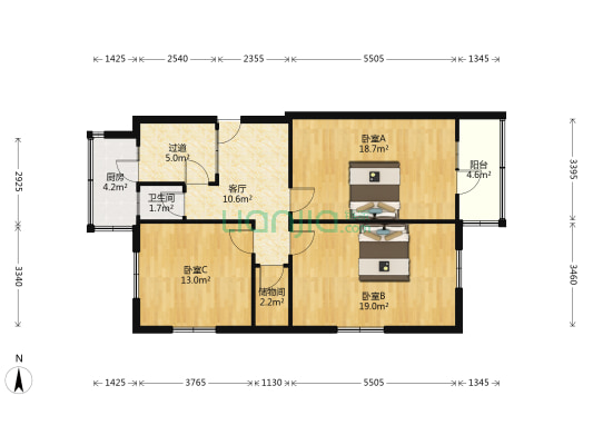上马街新华书店宿舍 3室1厅1卫 93平方