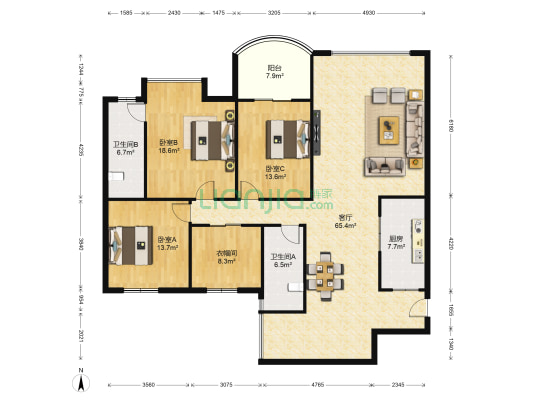 文峰苑 3室1厅2卫 146平方