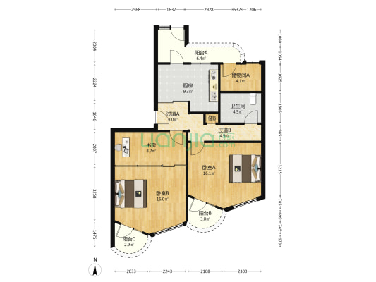信联公寓 3室0厅1卫 90平方
