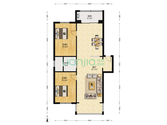 三佳新村 2室1厅1卫 126平方