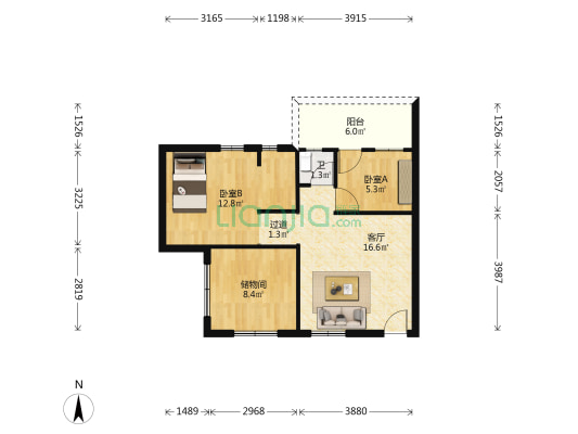 康格斯龙湖新城 2室1厅1卫 62平方