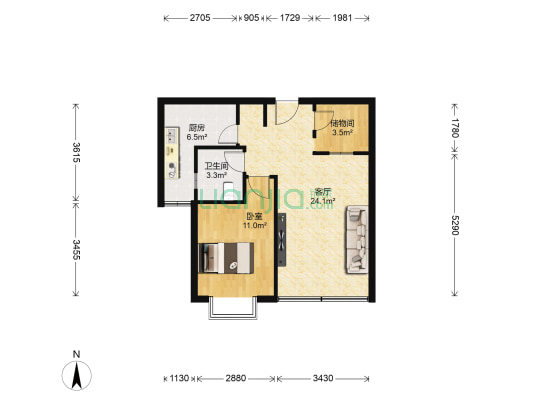 香居美舍 1室1厅1卫 58平方