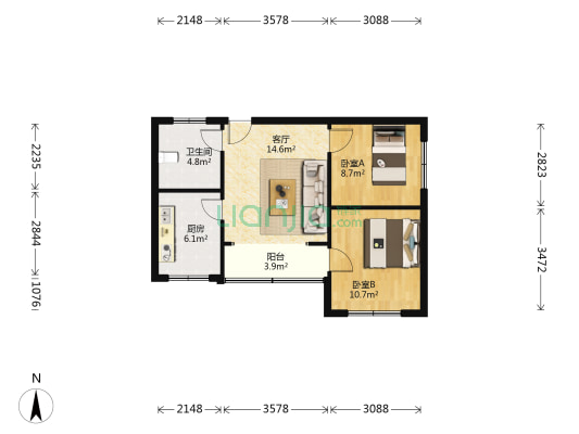 城建家园 2室1厅1卫 61平方