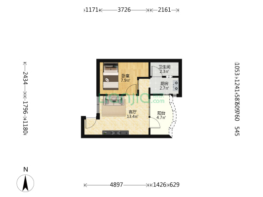 富业苑云岭秀色 1室1厅1卫 39平方