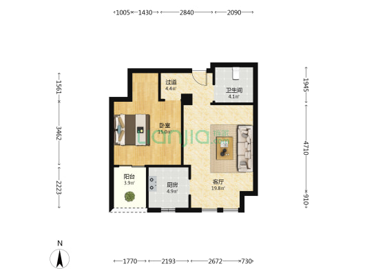 绿地城欧洲风情小镇五月花 1室1厅1卫 71平方