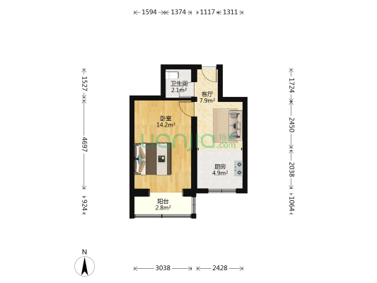 前永康二巷 1室1厅1卫 42平方