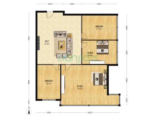 华宇大厦 2室1厅0卫 148平方