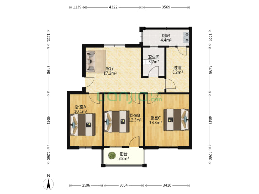 魏都区环保局家属院 3室1厅1卫 81平方