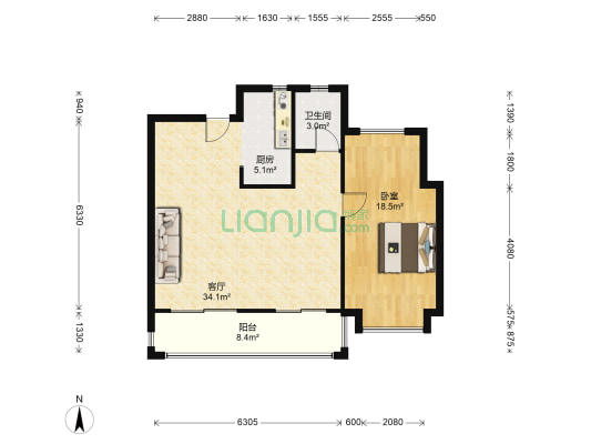 琥珀蜀熙府 1室1厅1卫 97平方