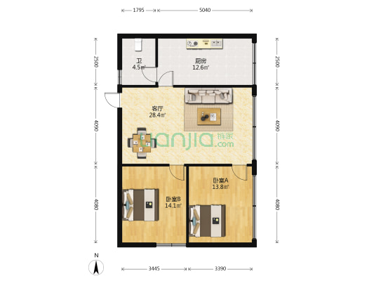 袜厂宿舍 2室1厅1卫 91平方