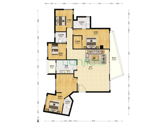 天星月影丨月影湾 4室1厅3卫 192平方