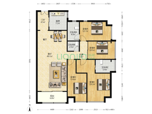 明园森林都市叠翠苑 4室1厅3卫 164平方