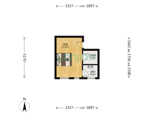 华亿红府 1室0厅1卫 37平方