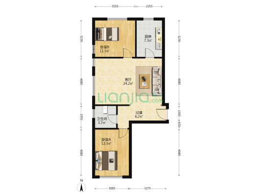 紫金广场 2室1厅1卫 99平方