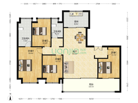 翡丽铂湾 4室1厅2卫 162平方