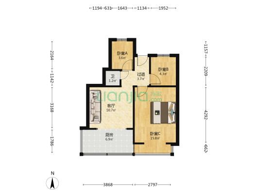 西坝路迎春巷5号院宿舍 3室1厅1卫 43平方