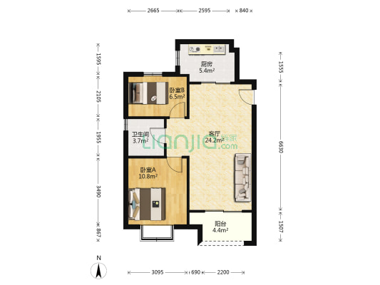 云熙阁 2室1厅1卫 75平方