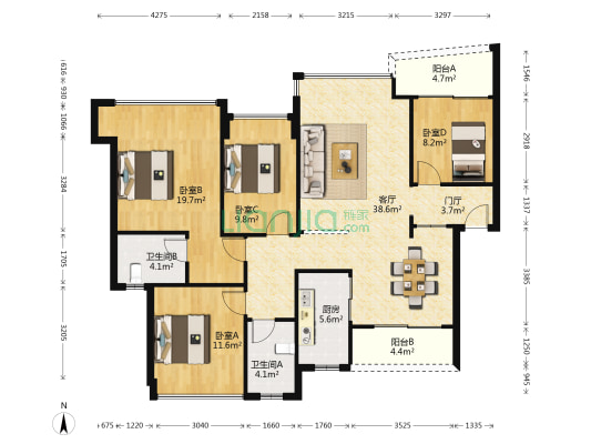 雍景豪园御景台 4室1厅2卫 123平方
