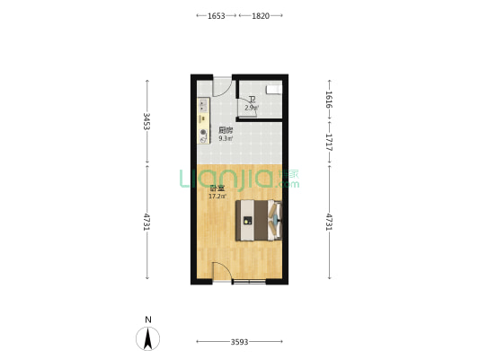 赞城 1室0厅1卫 54平方