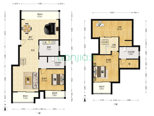 九龙仓碧玺 3室1厅2卫 114平方