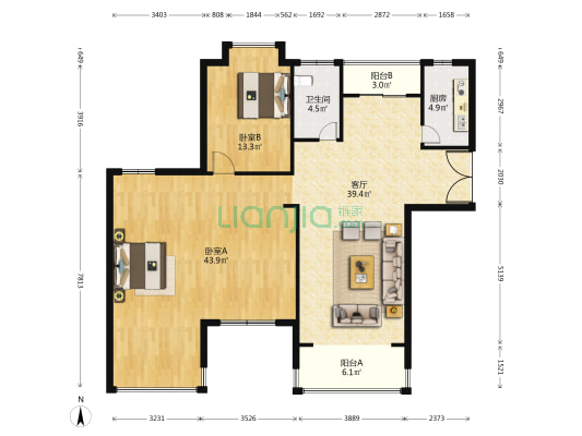金景帝豪 2室1厅1卫 146平方