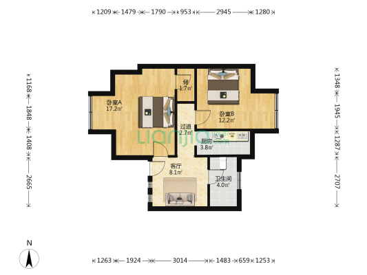 前明德里 2室1厅1卫 49平方